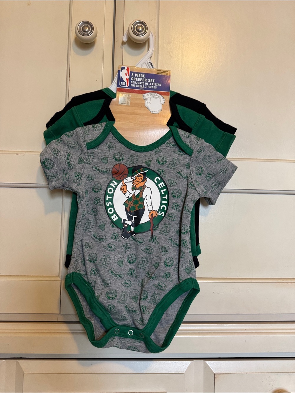 NBA Boston Celtics 3-Pack Bodysuits - Green/Gray/Black